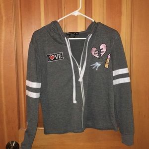 Zip up hoodie with cute patches